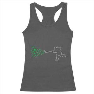 Funny St Patrick's Day Ice Hockey Shamrock Racerback Tank Top TS11 Dark Heather Print Your Wear