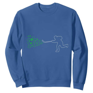 Funny St Patrick's Day Ice Hockey Shamrock Sweatshirt TS11 Royal Blue Print Your Wear