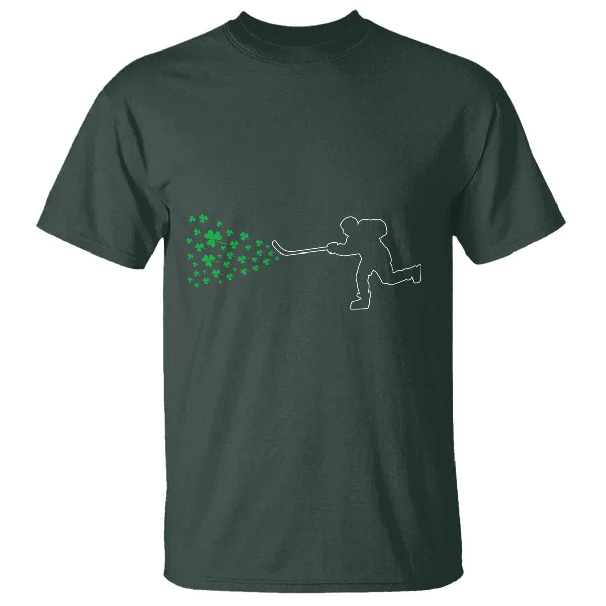 Funny St Patrick's Day Ice Hockey Shamrock T Shirt TS11 Dark Forest Green Print Your Wear