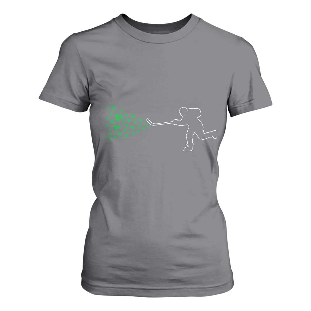 Funny St Patrick's Day Ice Hockey Shamrock T Shirt For Women TS11 Charcoal Print Your Wear