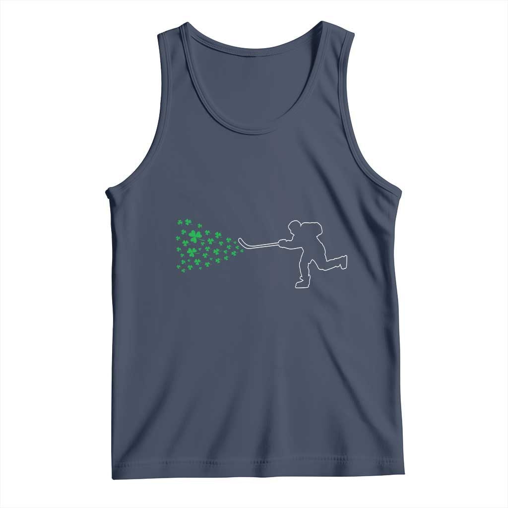 Funny St Patrick's Day Ice Hockey Shamrock Tank Top TS11 Navy Print Your Wear