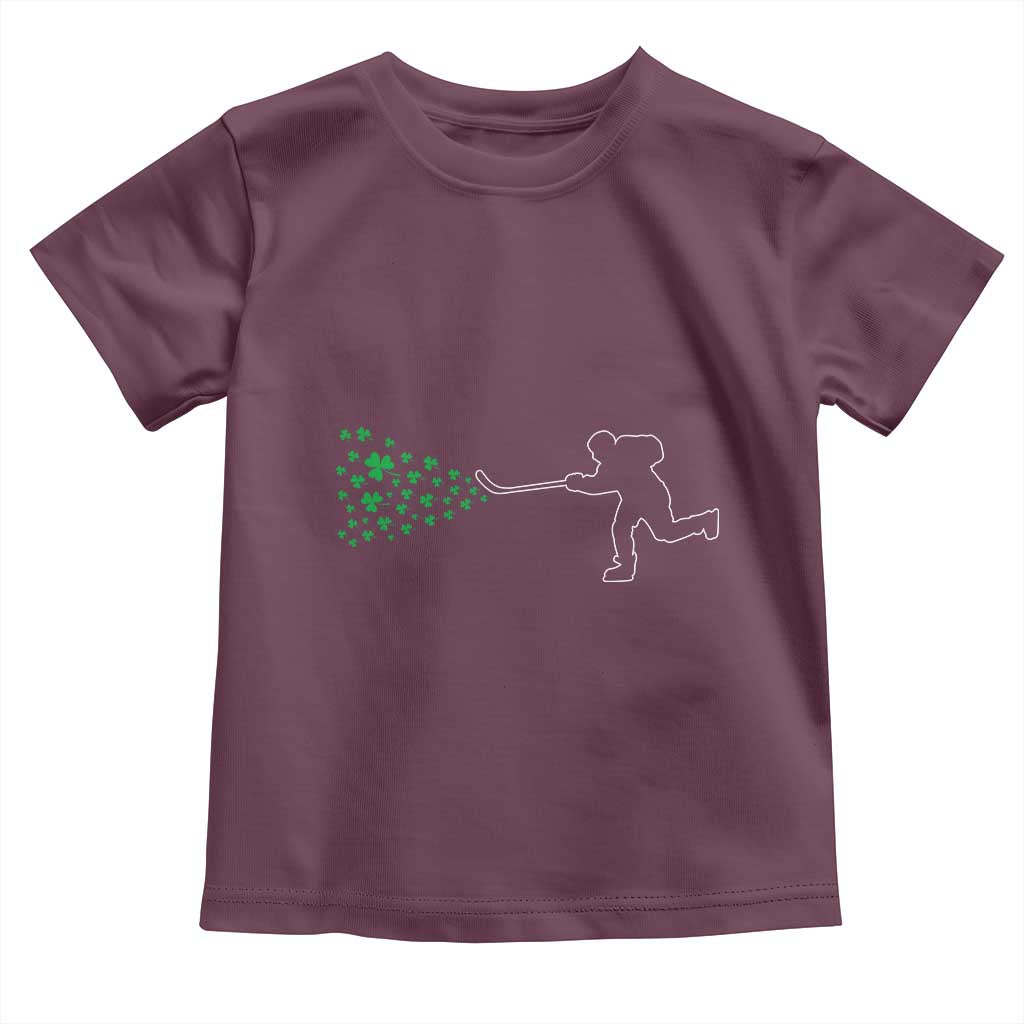 Funny St Patrick's Day Ice Hockey Shamrock Toddler T Shirt TS11 Maroon Print Your Wear