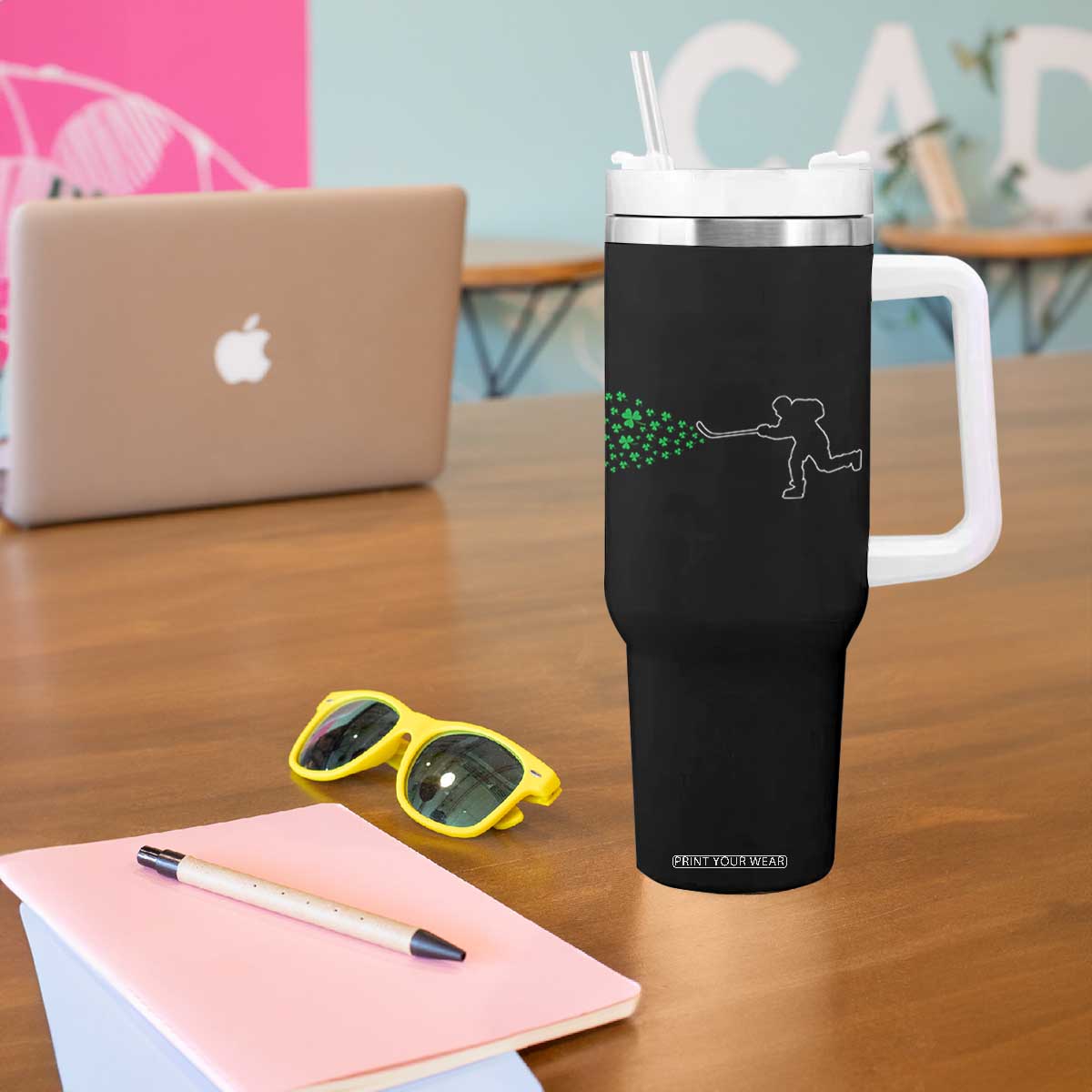 Funny St Patrick's Day Ice Hockey Shamrock Tumbler With Handle TS11 Print Your Wear