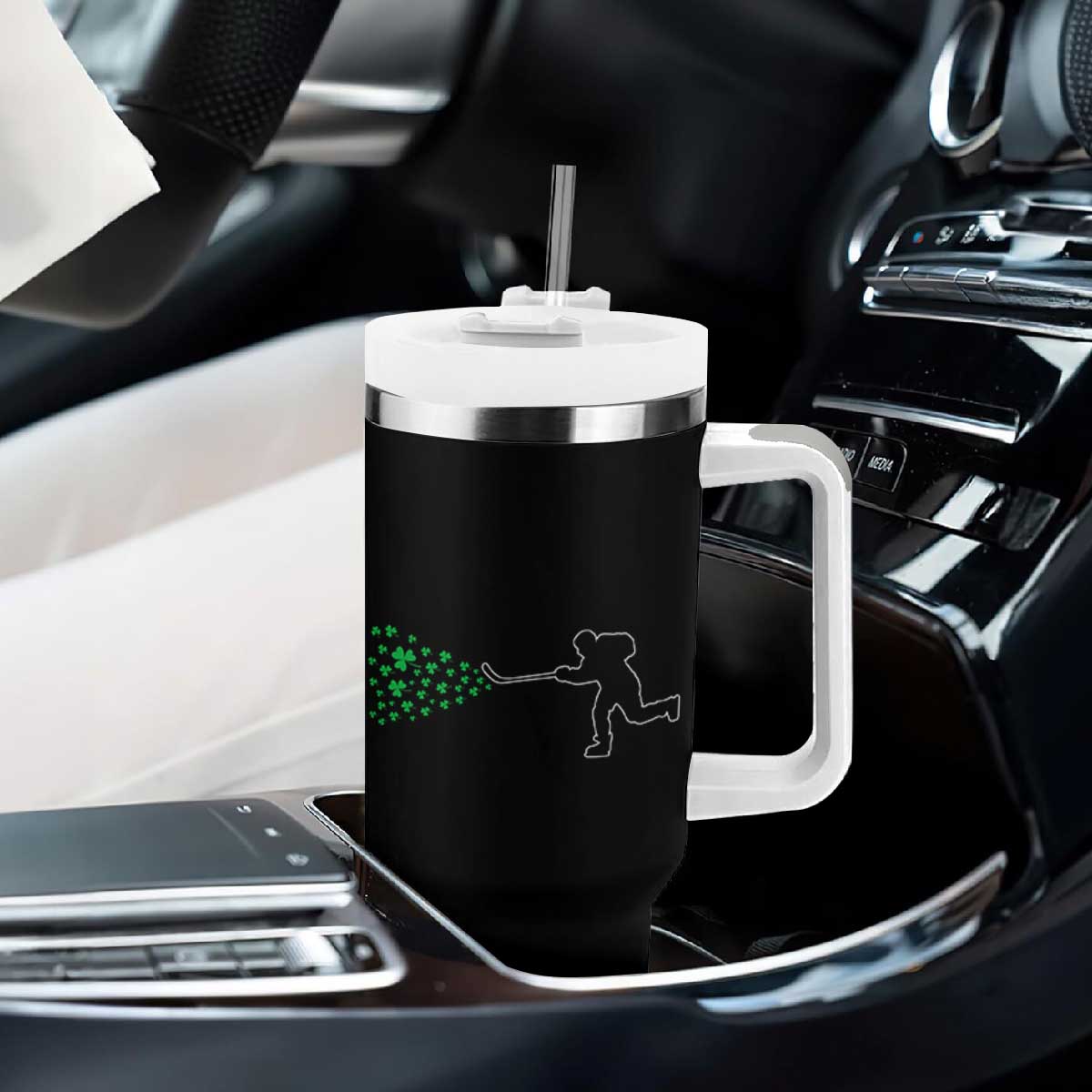 Funny St Patrick's Day Ice Hockey Shamrock Tumbler With Handle TS11 Print Your Wear