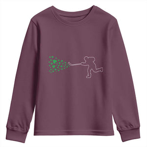 Funny St Patrick's Day Ice Hockey Shamrock Youth Sweatshirt TS11 Maroon Print Your Wear