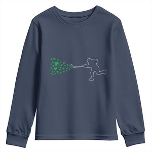 Funny St Patrick's Day Ice Hockey Shamrock Youth Sweatshirt TS11 Navy Print Your Wear
