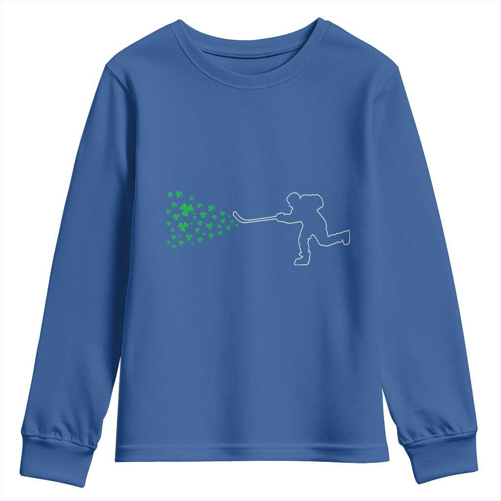 Funny St Patrick's Day Ice Hockey Shamrock Youth Sweatshirt TS11 Royal Blue Print Your Wear
