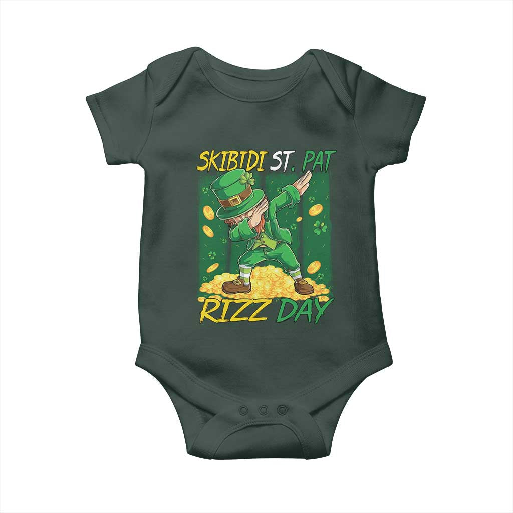 Funny Skibidi St Pat Rizz Day Baby Onesie Dabbing Leprechaun Shamrock Coin TS11 Print Your Wear