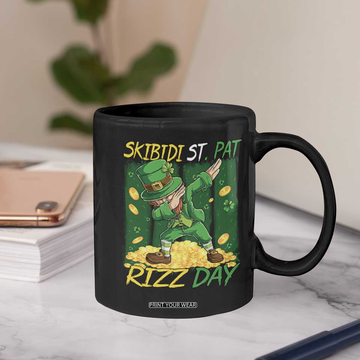 Funny Skibidi St Pat Rizz Day Coffee Mug Dabbing Leprechaun Shamrock Coin TS11 Print Your Wear
