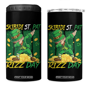 Funny Skibidi St Pat Rizz Day 4 in 1 Can Cooler Tumbler Dabbing Leprechaun Shamrock Coin TS11 One Size: 16 oz Black Print Your Wear