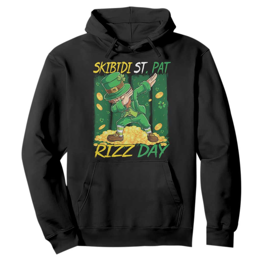 Funny Skibidi St Pat Rizz Day Hoodie Dabbing Leprechaun Shamrock Coin TS11 Black Print Your Wear