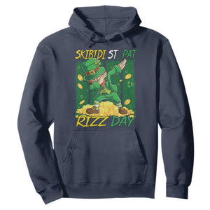 Funny Skibidi St Pat Rizz Day Hoodie Dabbing Leprechaun Shamrock Coin TS11 Navy Print Your Wear