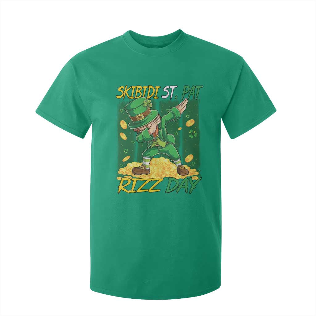 Funny Skibidi St Pat Rizz Day T Shirt For Kid Dabbing Leprechaun Shamrock Coin TS11 Irish Green Print Your Wear