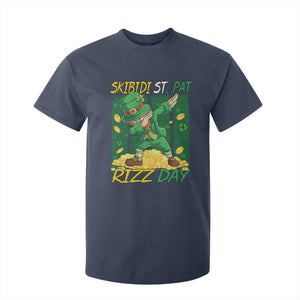 Funny Skibidi St Pat Rizz Day T Shirt For Kid Dabbing Leprechaun Shamrock Coin TS11 Navy Print Your Wear