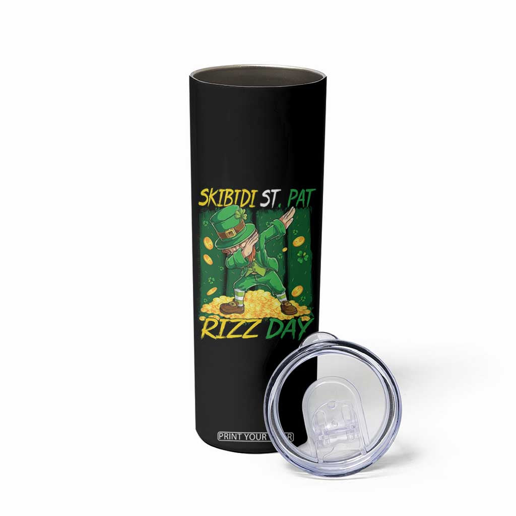 Funny Skibidi St Pat Rizz Day Skinny Tumbler Dabbing Leprechaun Shamrock Coin TS11 Print Your Wear