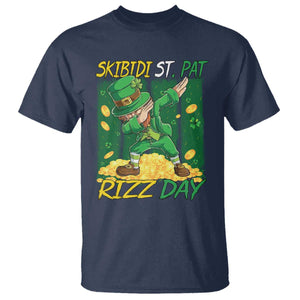 Funny Skibidi St Pat Rizz Day T Shirt Dabbing Leprechaun Shamrock Coin TS11 Navy Print Your Wear
