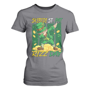 Funny Skibidi St Pat Rizz Day T Shirt For Women Dabbing Leprechaun Shamrock Coin TS11 Charcoal Print Your Wear