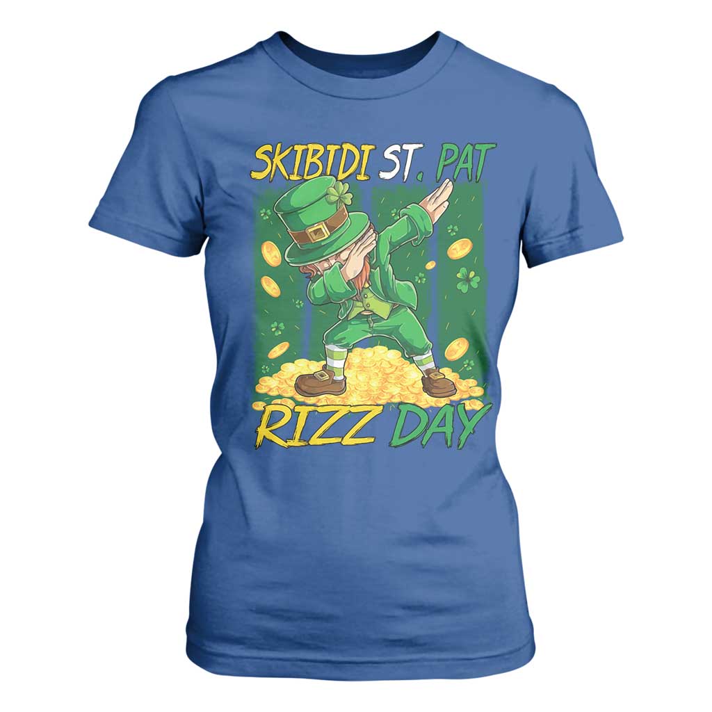 Funny Skibidi St Pat Rizz Day T Shirt For Women Dabbing Leprechaun Shamrock Coin TS11 Royal Blue Print Your Wear