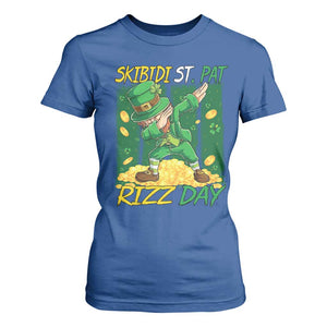 Funny Skibidi St Pat Rizz Day T Shirt For Women Dabbing Leprechaun Shamrock Coin TS11 Royal Blue Print Your Wear