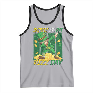 Funny Skibidi St Pat Rizz Day Tank Top Dabbing Leprechaun Shamrock Coin TS11 Athletic Heather Black Print Your Wear