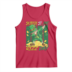 Funny Skibidi St Pat Rizz Day Tank Top Dabbing Leprechaun Shamrock Coin TS11 Red Print Your Wear