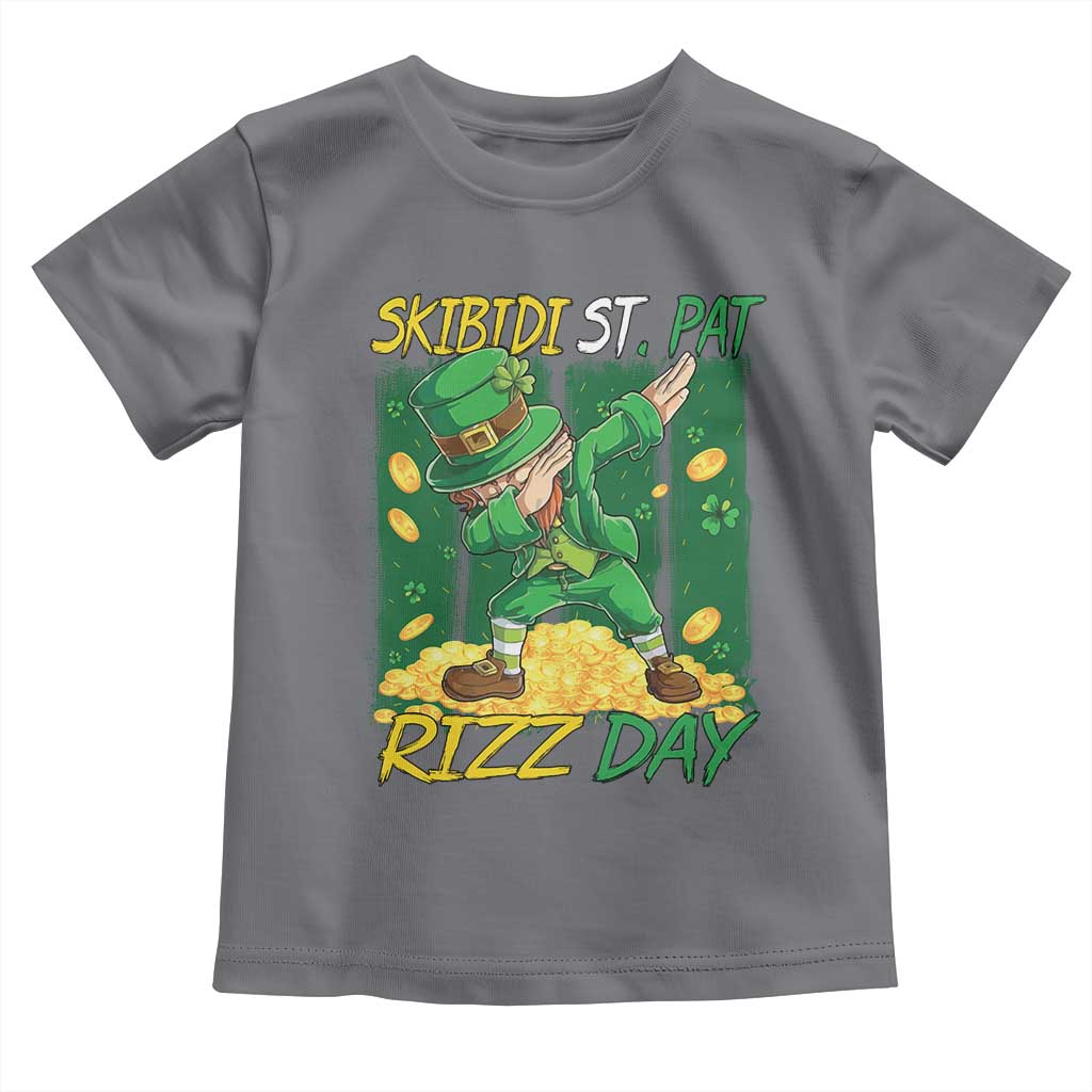 Funny Skibidi St Pat Rizz Day Toddler T Shirt Dabbing Leprechaun Shamrock Coin TS11 Charcoal Print Your Wear