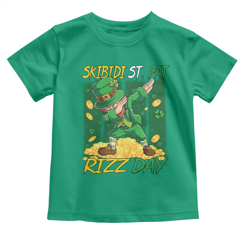 Funny Skibidi St Pat Rizz Day Toddler T Shirt Dabbing Leprechaun Shamrock Coin TS11 Irish Green Print Your Wear