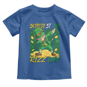 Funny Skibidi St Pat Rizz Day Toddler T Shirt Dabbing Leprechaun Shamrock Coin TS11 Royal Blue Print Your Wear