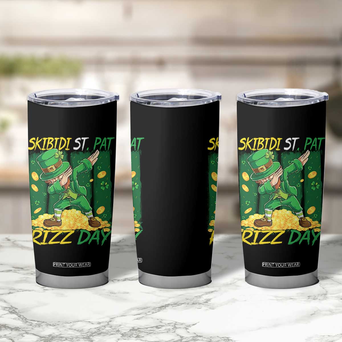 Funny Skibidi St Pat Rizz Day Tumbler Cup Dabbing Leprechaun Shamrock Coin TS11 Print Your Wear