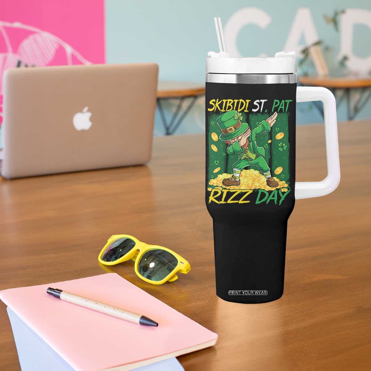 Funny Skibidi St Pat Rizz Day Tumbler With Handle Dabbing Leprechaun Shamrock Coin TS11 Print Your Wear