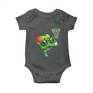 Funny St Patrick's Day Basketball Green Shamrock Baby Onesie TS11 Dark Heather Print Your Wear