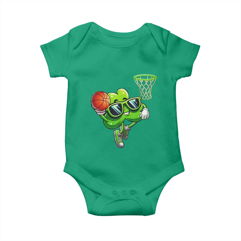 Funny St Patrick's Day Basketball Green Shamrock Baby Onesie TS11 Irish Green Print Your Wear