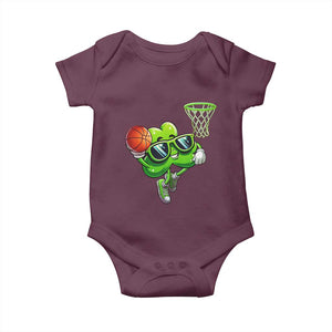 Funny St Patrick's Day Basketball Green Shamrock Baby Onesie TS11 Maroon Print Your Wear
