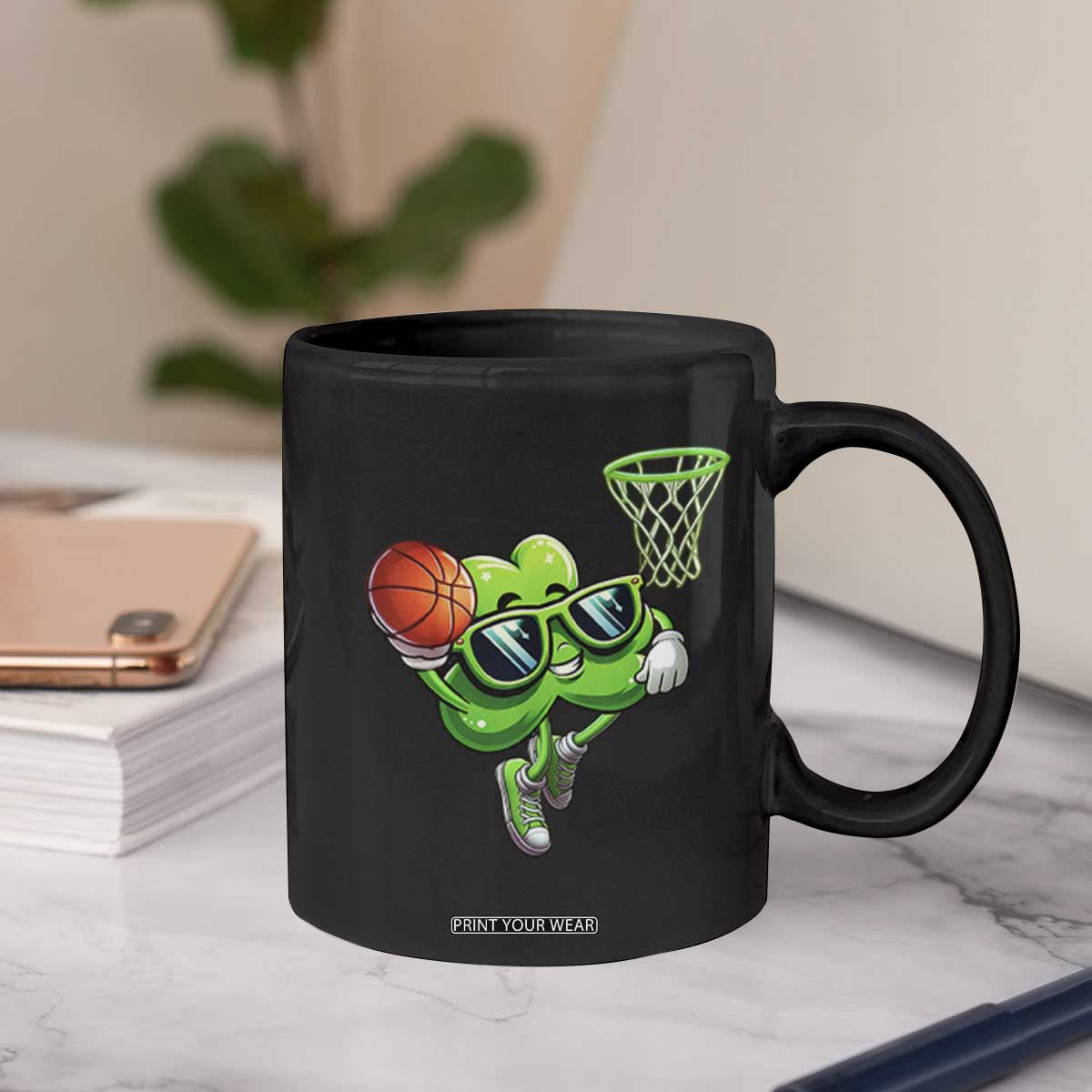 Funny St Patrick's Day Basketball Green Shamrock Coffee Mug TS11 Print Your Wear