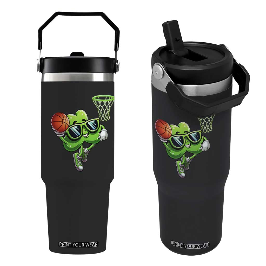 Funny St Patrick's Day Basketball Green Shamrock Flip Straw Tumbler TS11 One Size: 30 oz Black Print Your Wear
