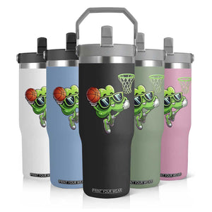 Funny St Patrick's Day Basketball Green Shamrock Flip Straw Tumbler TS11 Print Your Wear