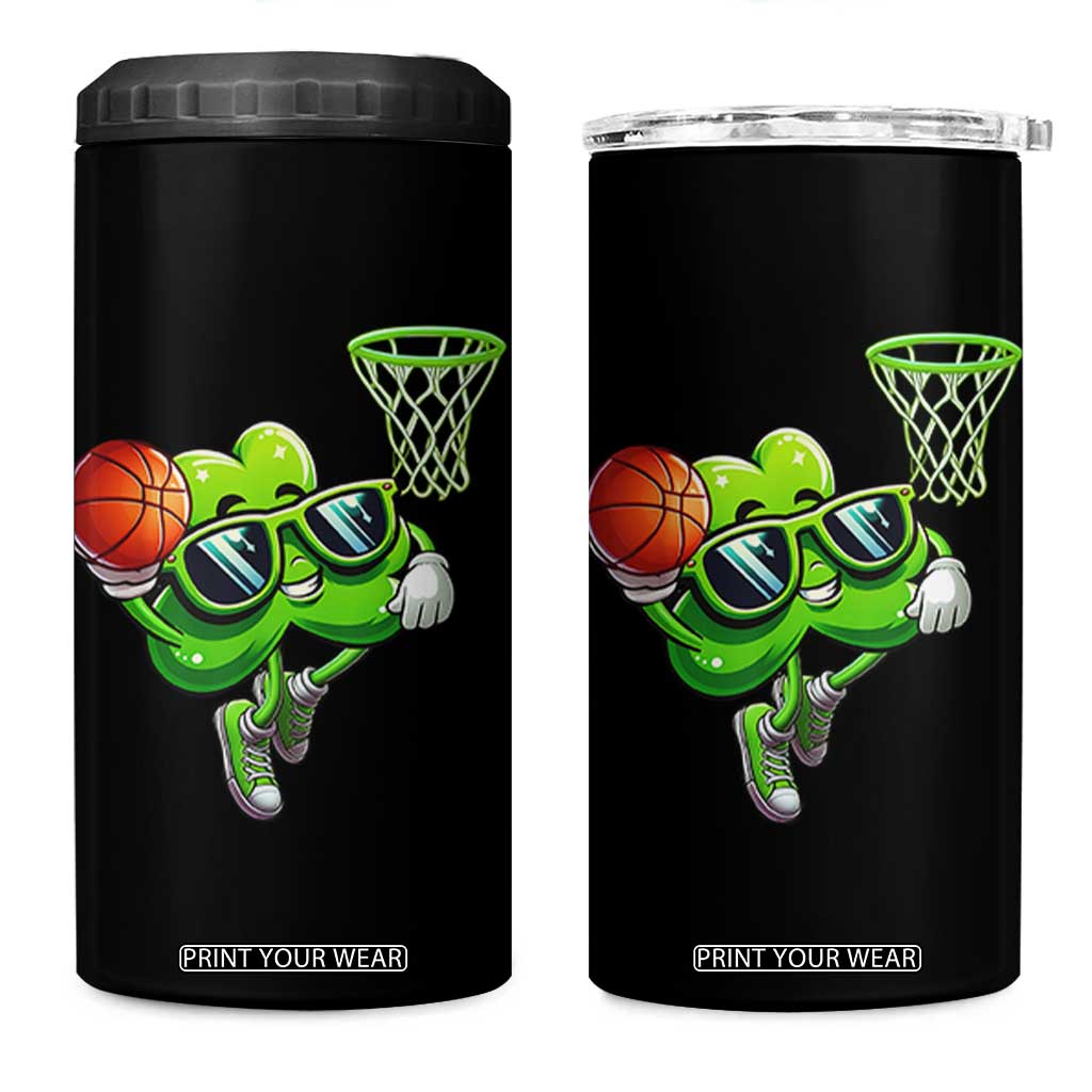 Funny St Patrick's Day Basketball Green Shamrock 4 in 1 Can Cooler Tumbler TS11 One Size: 16 oz Black Print Your Wear