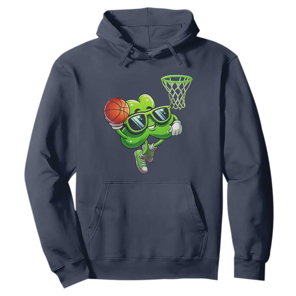 Funny St Patrick's Day Basketball Green Shamrock Hoodie TS11 Navy Print Your Wear