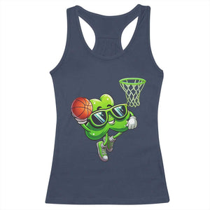 Funny St Patrick's Day Basketball Green Shamrock Racerback Tank Top TS11 Navy Print Your Wear