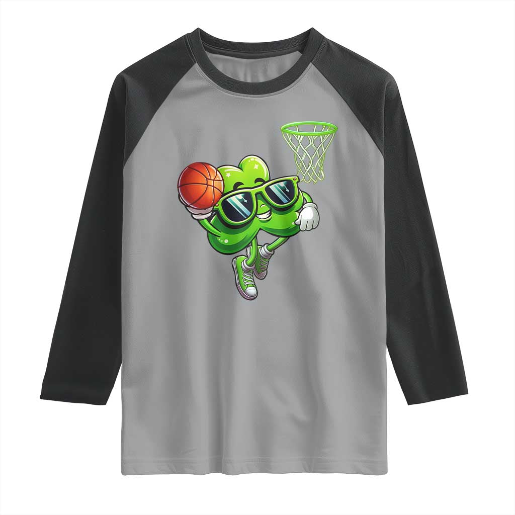 Funny St Patrick's Day Basketball Green Shamrock Raglan Shirt TS11 Sport Gray Black Print Your Wear