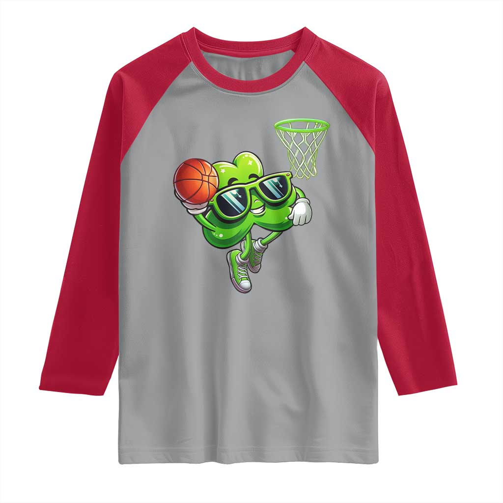 Funny St Patrick's Day Basketball Green Shamrock Raglan Shirt TS11 Sport Gray Red Print Your Wear