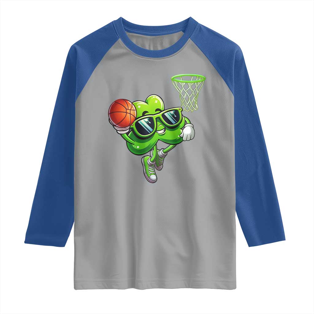 Funny St Patrick's Day Basketball Green Shamrock Raglan Shirt TS11 Sport Gray Royal Print Your Wear