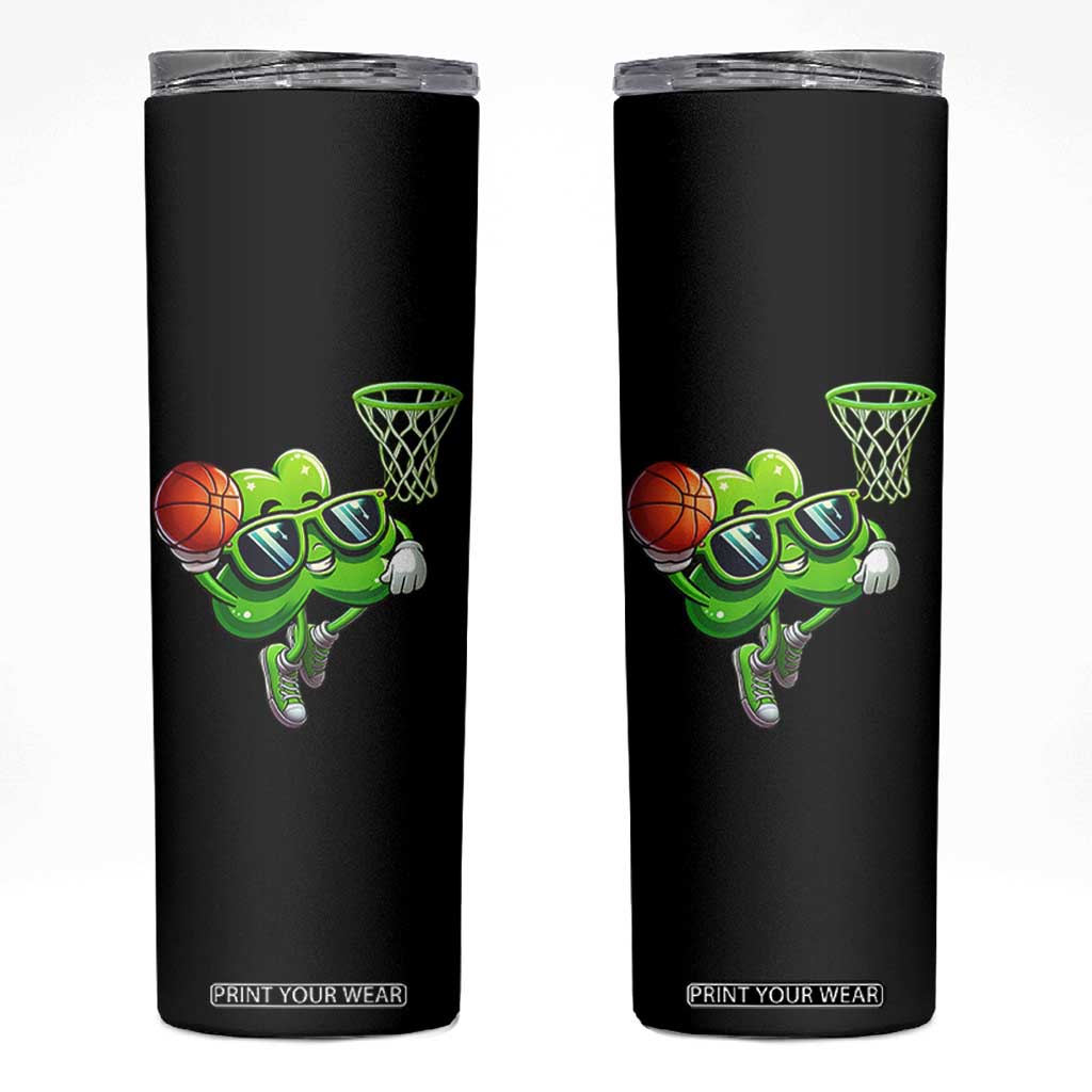 Funny St Patrick's Day Basketball Green Shamrock Skinny Tumbler TS11 Black Print Your Wear