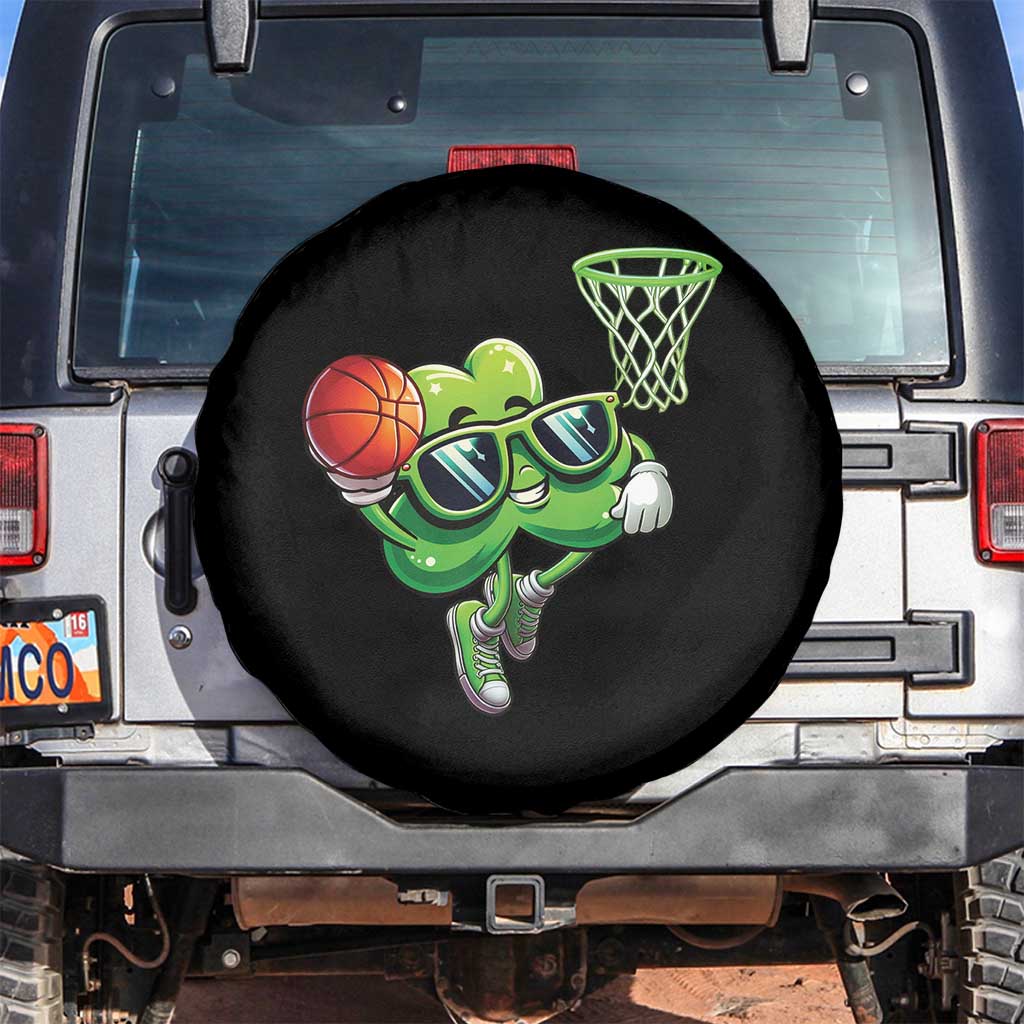 Funny St Patrick's Day Basketball Green Shamrock Spare Tire Cover TS11 No hole Black Print Your Wear