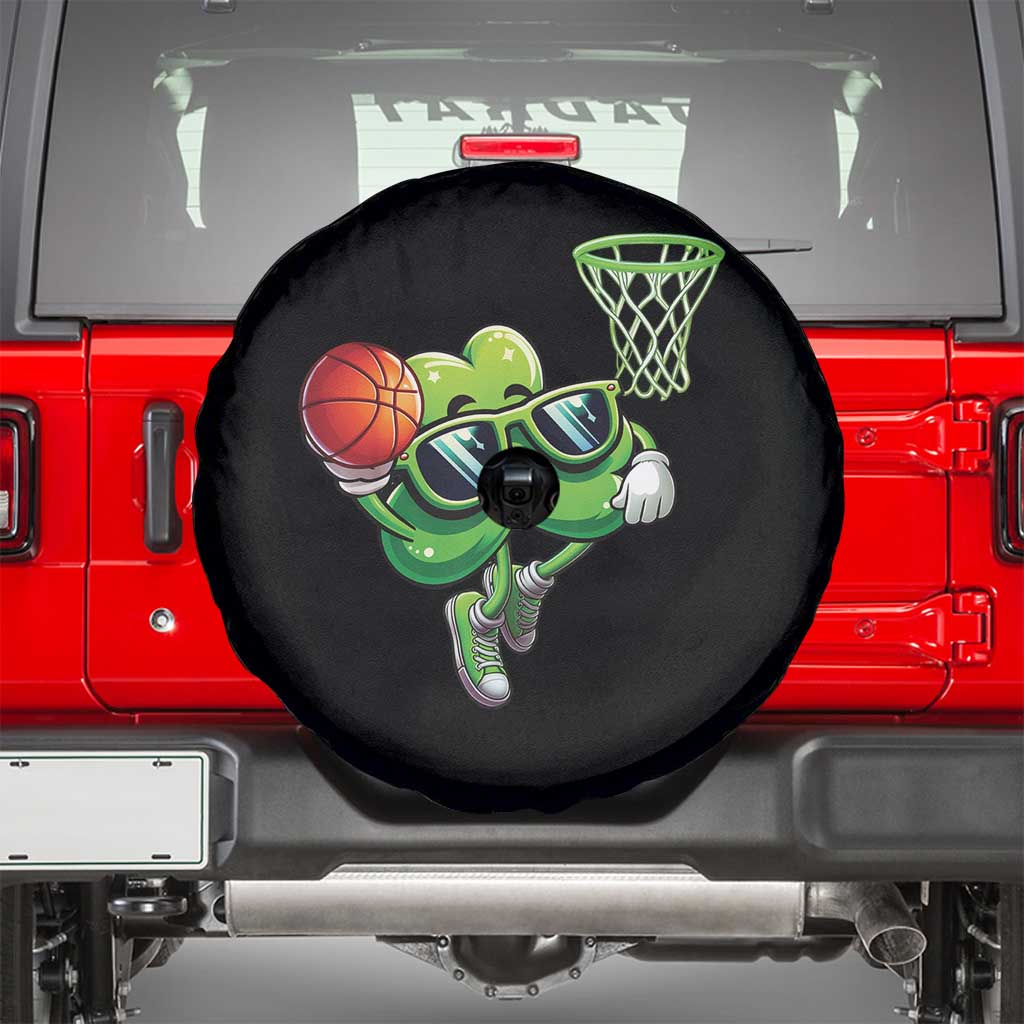 Funny St Patrick's Day Basketball Green Shamrock Spare Tire Cover TS11 Black Print Your Wear