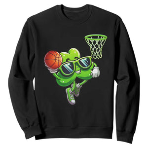 Funny St Patrick's Day Basketball Green Shamrock Sweatshirt TS11 Black Print Your Wear