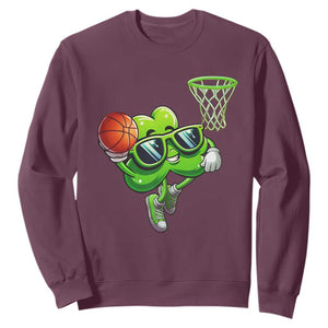 Funny St Patrick's Day Basketball Green Shamrock Sweatshirt TS11 Maroon Print Your Wear