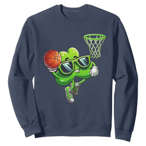 Funny St Patrick's Day Basketball Green Shamrock Sweatshirt TS11 Navy Print Your Wear