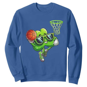 Funny St Patrick's Day Basketball Green Shamrock Sweatshirt TS11 Royal Blue Print Your Wear