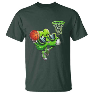Funny St Patrick's Day Basketball Green Shamrock T Shirt TS11 Dark Forest Green Print Your Wear